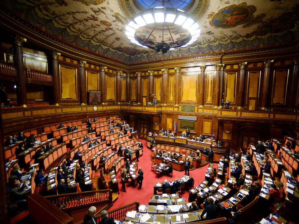 Vista do Senado Italiano, durante debate sobre união de pessoas do mesmo sexo, em Roma, nesta quinta-feira (25)