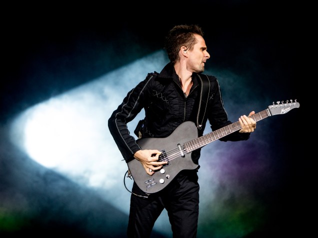 Matt Bellamy, vocalista do Muse durante apresentação no Allianz Parque em São Paulo