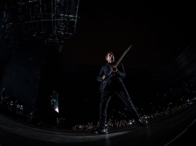 Matt Bellamy, vocalista do Muse durante apresentação no Allianz Parque em São Paulo