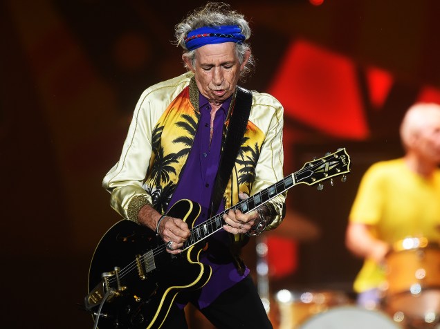 O guitarrista Keith Richards da banda inglesa Rolling Stones se apresenta no Morumbi, em São Paulo com  a turnê "Olé"