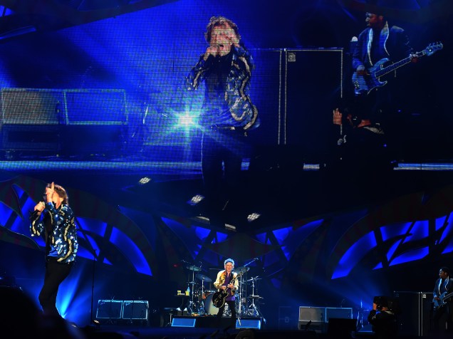 O vocalista Mick Jagger da banda inglesa Rolling Stones, se apresenta em São Paulo com a turnê "Olé"