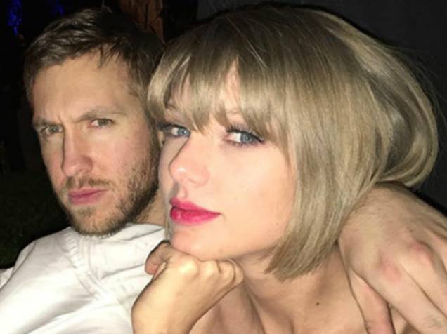 Taylor Swift com o namorado, Calvin Harris, na festa pós-Grammy