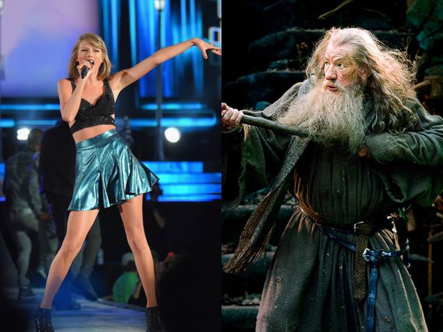 Taylor Swift e Gandalf, interpretado por Ian McKellen nos filmes O Hobbit e O Senhor dos Anéis