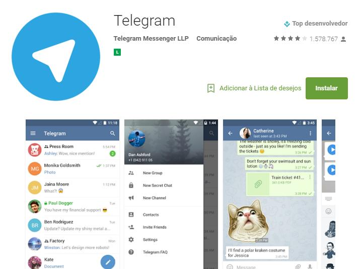 Telegram, aplicativo concorrente do WhatsApp