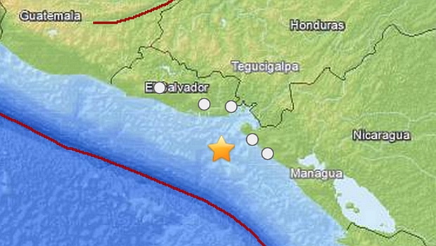 Terremoto atingiu o Oceano Pacífico, perto da costa de El Salvador
