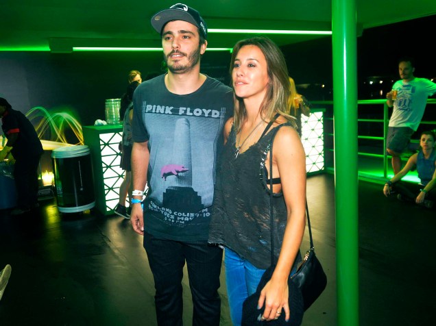 Thiago Rodrigues e a jornalista Cristiane Dias no camarote da Heineken durante o Rock in Rio 2015