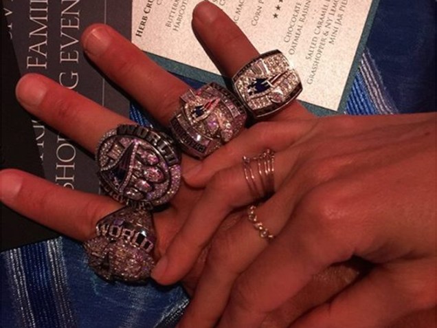 Os anéis de campeão da Liga de Futebol Americano, de Tom Brady
