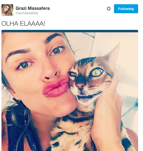 Bordão: Grazi ainda usou a frase típica de Ana Paula “Olha ela” na legenda de uma foto em que aparece com a sua gata de estimação