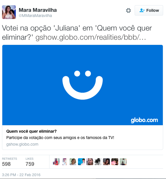 Voto revelado: a cantora e apresentadora Mara Maravilha compartilhou o voto para eliminar Juliana no paredão de hoje.