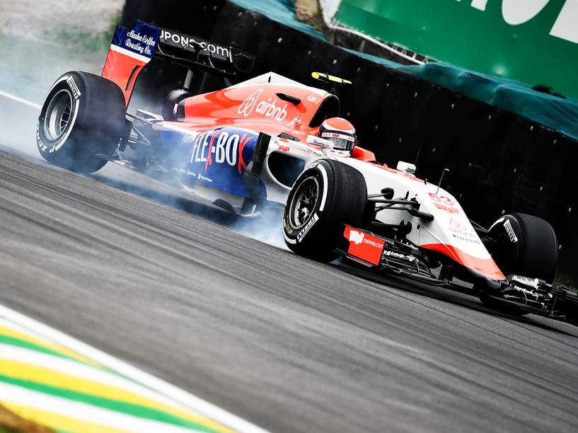 Alexander Rossi, durante os treinos livres para o GP do Brasil de F-1, no circuito de Interlagos