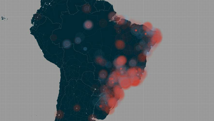 Tuítes sobre Aécio e Dilma pelo Brasil