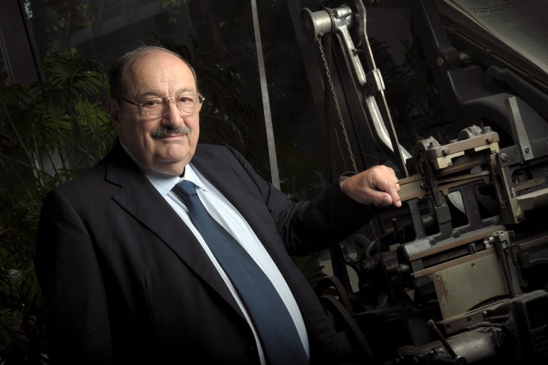 O escritor italiano Umberto Eco