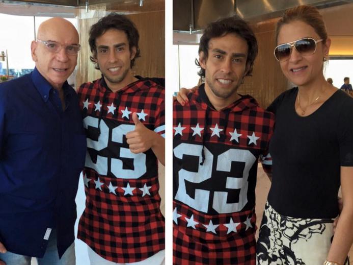 Jorge Valdivia aparece ao lado de José Roberto Lamacchia e Leila Pereira, os donos da Crefisa