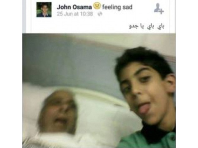 Menino posta foto ao lado do corpo de seu avô