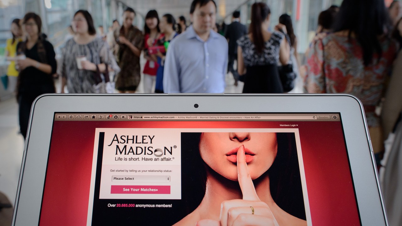 Página do site de encontros Ashley Madison