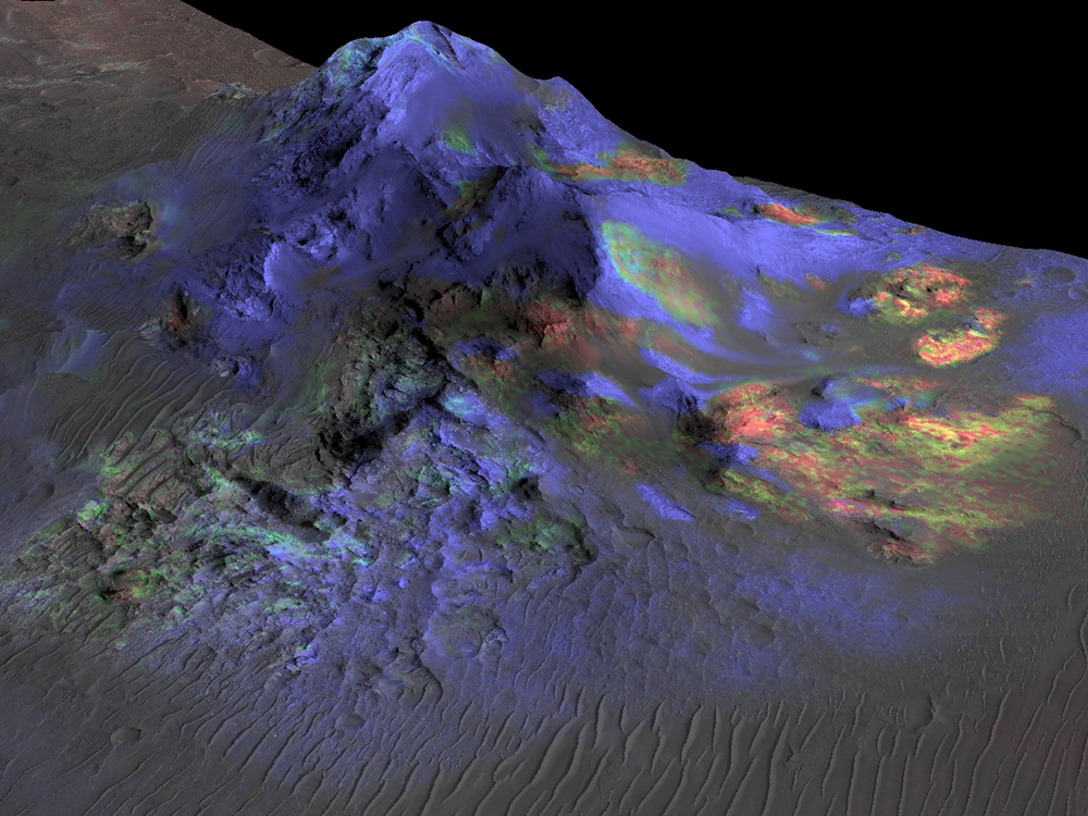 Os reflexos de cor verde indicam a presença de vidro em Marte