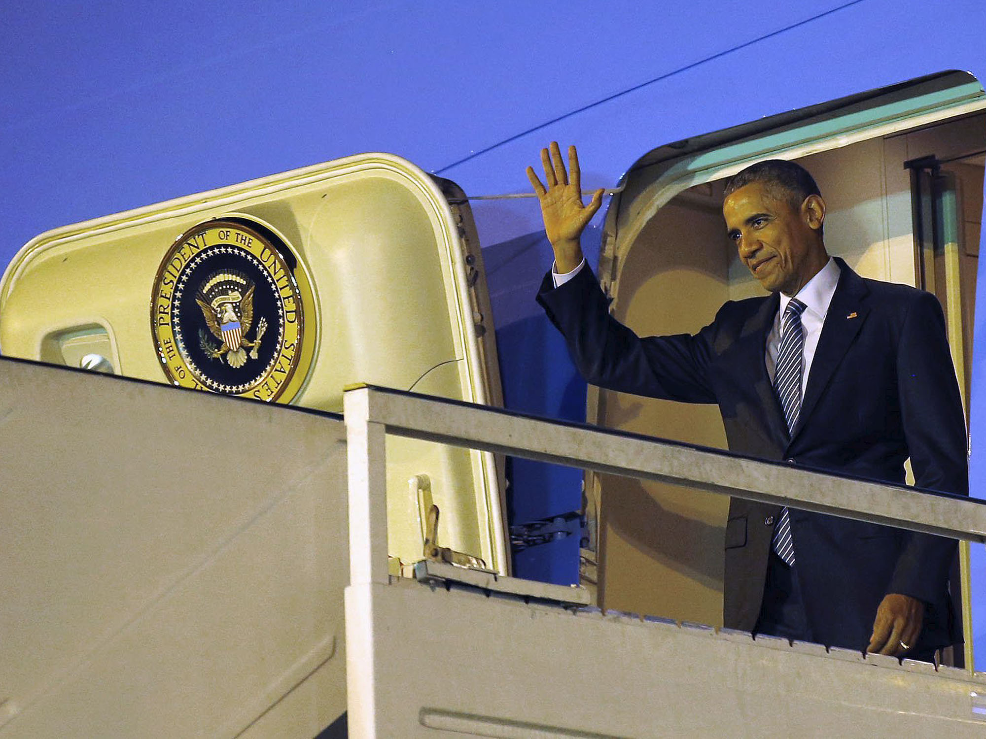O presidente americano Back Obama desembarcou na madrugada desta quarta-feira (23) no aeroporto de Ezeiza, em Buenos Aires
