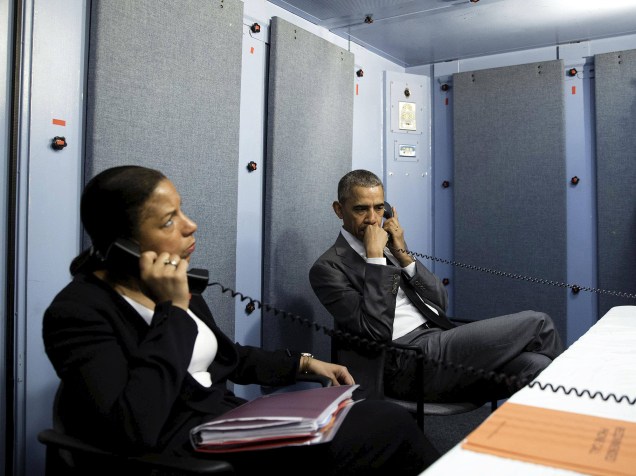 O presidente dos EUA, Barack Obama, e a Conselheira de Segurança Nacional, Susan Rice, na Argentina