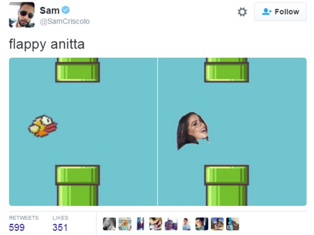 Após preenchimento labial, Anitta é comparada ao passarinho do jogo Flappy Bird