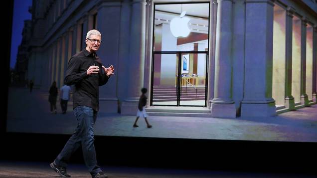 Tim Cook CEO da Apple fala durante evento no Yerba Buena Center for Arts, em São Francisco, Califórnia, em que será realizado o anúncio do novo iPhone 5
