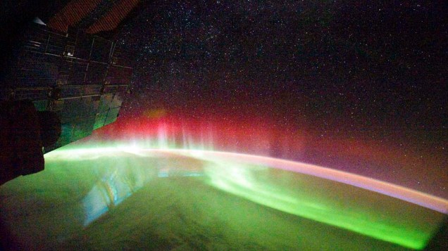 <p>Aurora austral próximo à Austrália vista da Estação Espacial Internacional</p>