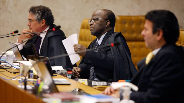 Ministro Joaquim Barbosa, relator, durante o julgamento do mensalão, em 08/11/2012