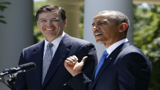 O presidente Barack Obama e o seu indicado ao cargo de diretor do FBI, James Comey