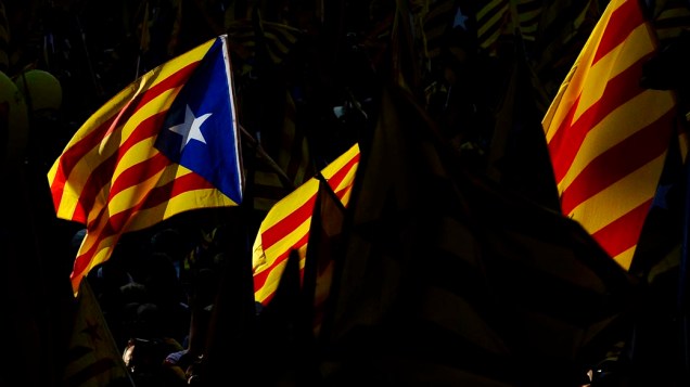 Manifestações durante o Dia Nacional da Catalunha, na Espanha