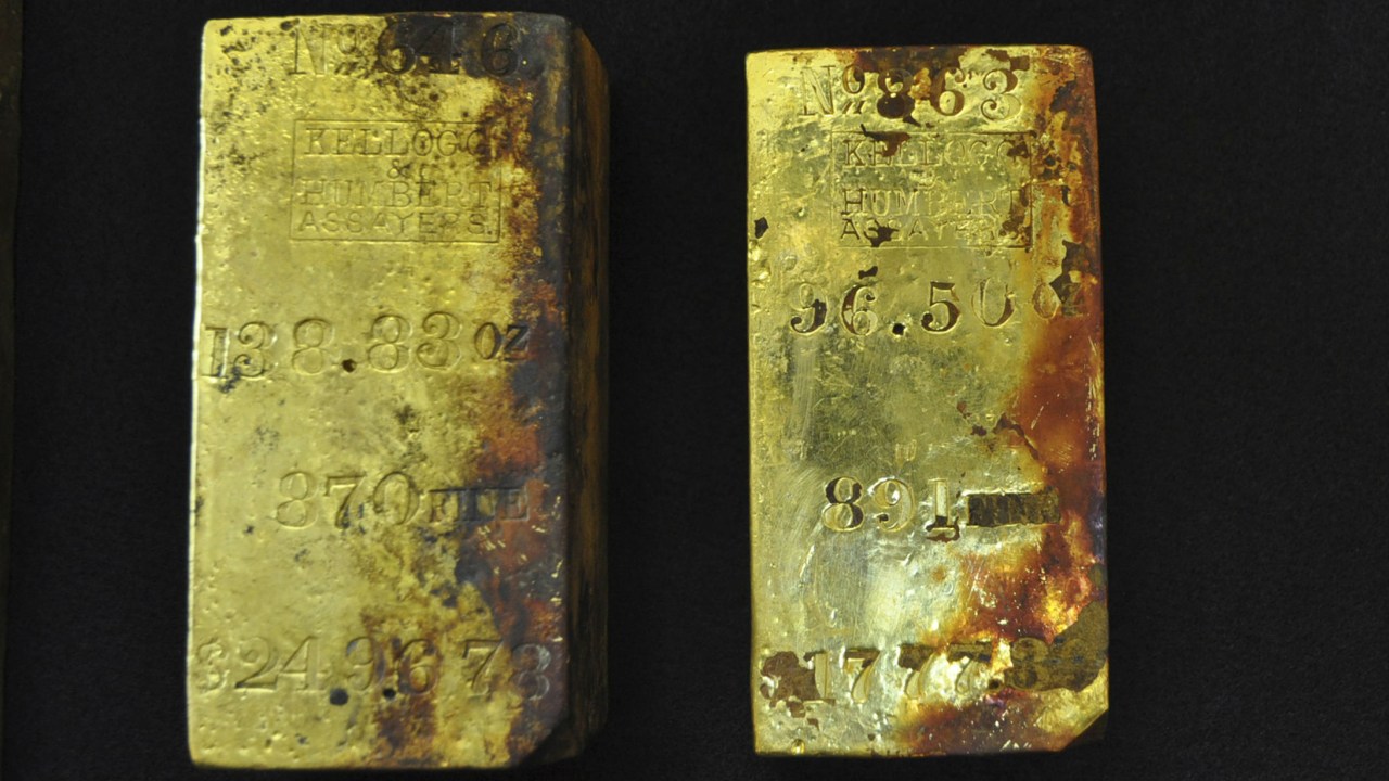 Barras de ouro foram recuperadas de dentro do navio SS Central America, naufragado em 1857