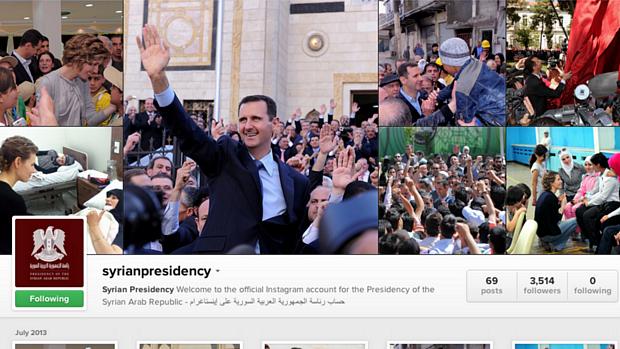 Página do ditador sírio Bashar Assad no Instagram