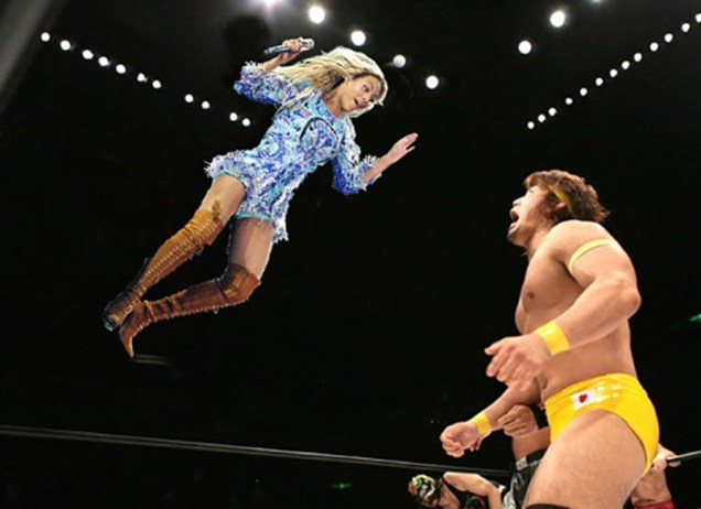 Beyoncé salta sobre o oponente no ringue