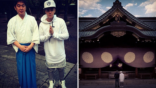 Justin Bieber no Templo Yasukuni em Tóquio, no Japão