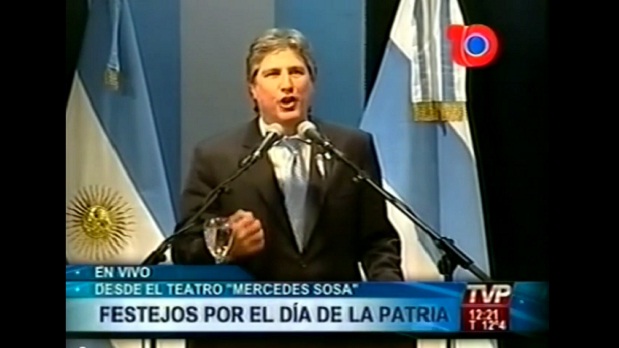 O vice-presidente da Argentina, Amado Boudou, durante o discurso