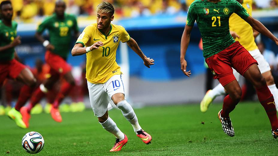 Neymar durante o jogo contra Camarões no Mané Garrincha, em Brasília