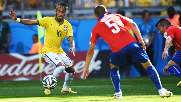 Neymar na partida contra o Chile, em Minas Gerais