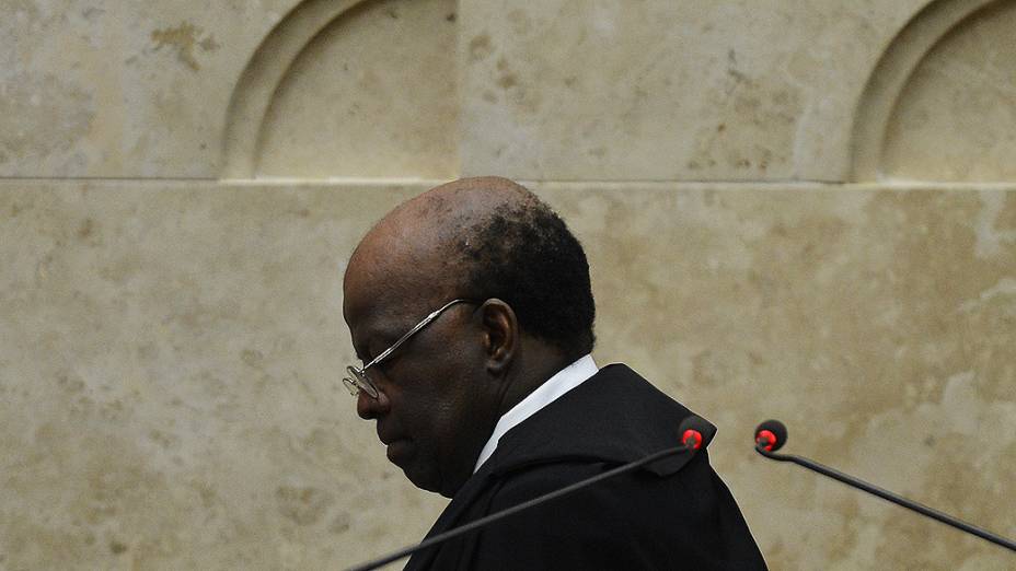 Ministro Joaquim Barbosa durante o julgamento do mensalão