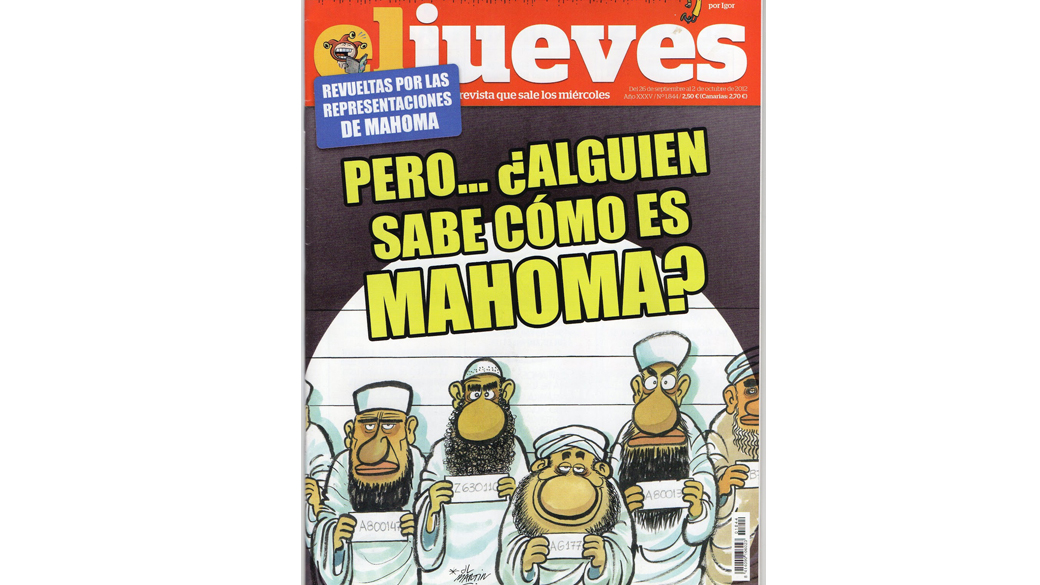 Capa da revista espanhola 'El Jueves' com charges do profeta Maomé