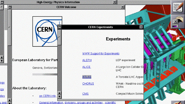 Captura de tela do primeiro navegador desenvolvido pelo Cern
