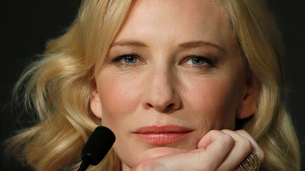 A atriz Cate Blanchett durante a coletiva de imprensa do filme 'Como Treinar o seu Dragão' no 67º Festival de Cinema de Cannes