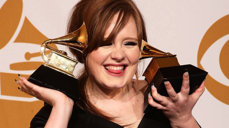 Adele após vencer dois prêmios do Grammy em 2009