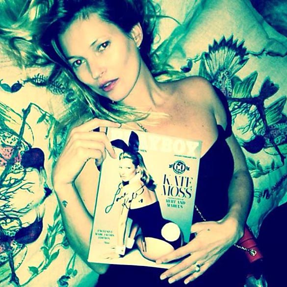 Kate Moss segura a edição comemorativa de 60 anos da Playboy