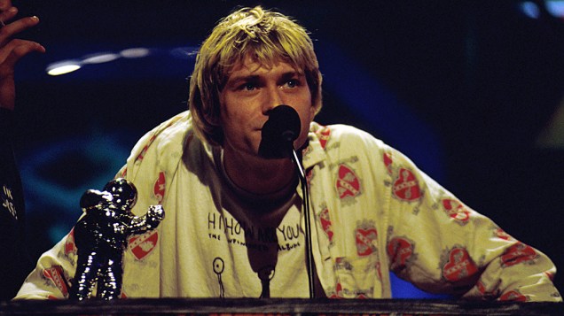 Kurt Cobain durante a cerimônia do MTV Awards em 1992
