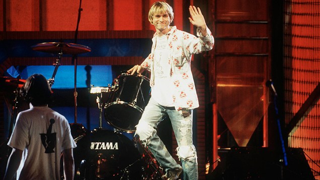 Kurt Cobain durante apresentação na cerimônia do MTV Awards em 1992