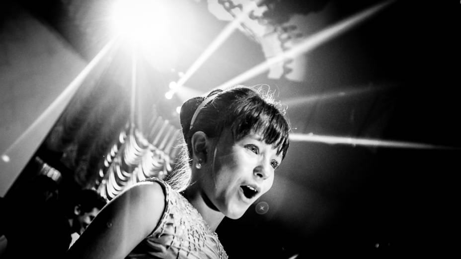 Atriz Larissa Manoela que interpreta Maria Joaquina na novela Carrossel durante evento realizado em um circo em, São Paulo
