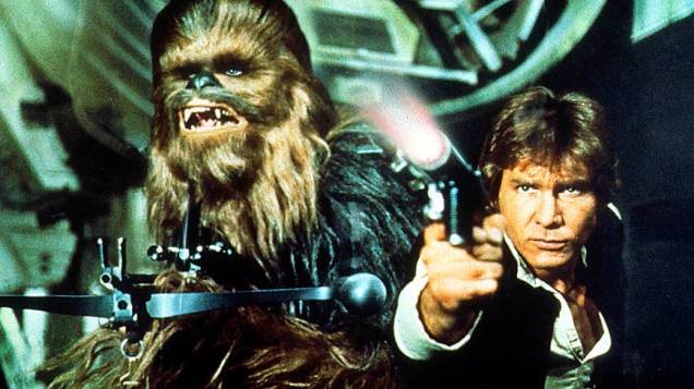 Harrison Ford durante as filmagens de Star Wars Episódio IV: Uma Nova Esperança