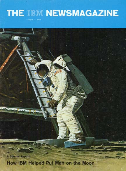 1969 - A tecnologia IBM guia a missão Apollo à Lua. A parceria com o programa espacial americano havia começado mais de dez anos antes, no começo da década de 50