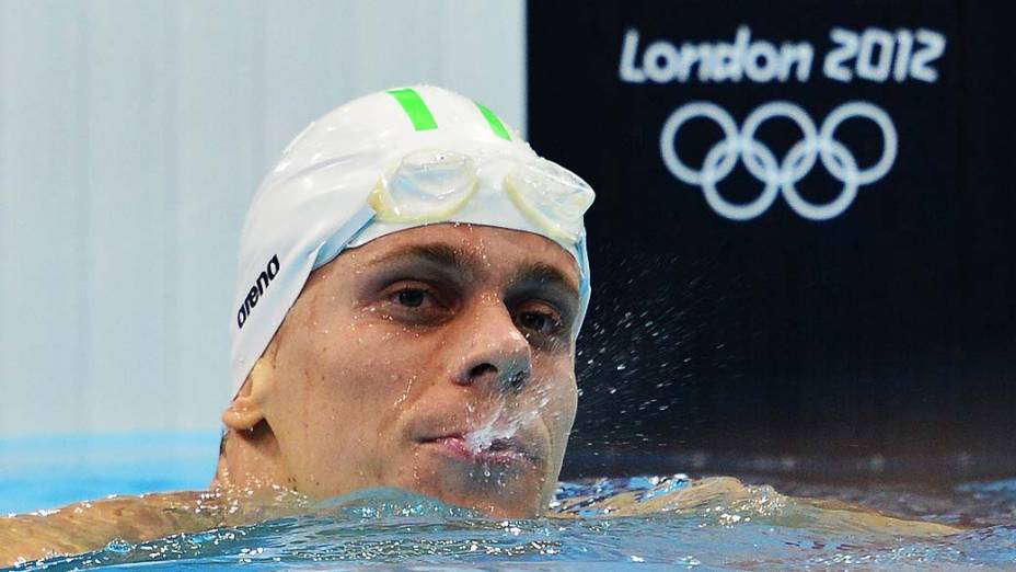 César Cielo após atingir a 6ª colocação na final dos 100m nado livre dos Jogos Olímpicos de Londres, em 01/08/2012