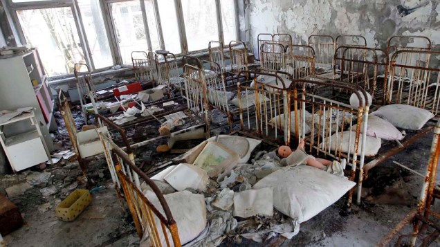 Creche abandonada na cidade de Pripyat, Ucrânia
