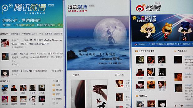 Três microblogs chineses; Cao foi considerado culpado por criar um fórum de debate na rede e de ter disponibilizado artigos em sites no exterior