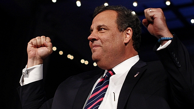 O republicano Chris Christie comemora a reeleição em Nova Jersey